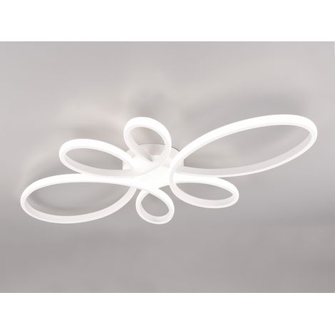 Große LED Deckenleuchte FLY geschwungen Weiß, Breite 83cm
