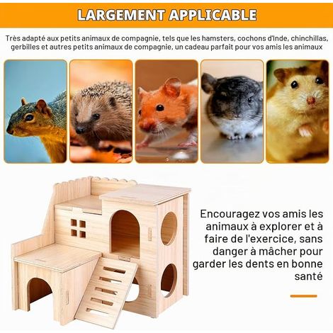 House and Hamster: Wooden Toy and House for Rodents like Guinea Pigs, Gerbils and Dwarf Hamsters (1/4)