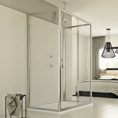 Box doccia 3 lati scorrevole vetro trasparente h 198 mod. Young Trio 1 Anta P 70x140x70 cm