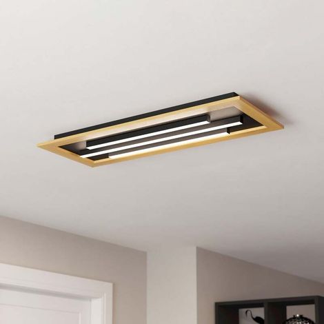 [GEBRAUCHT] B-Ware Deckenleuchte Lampe LED Eglo Tirrenara Fernbedienung Schwarz Holz Dimmbar (1/2)