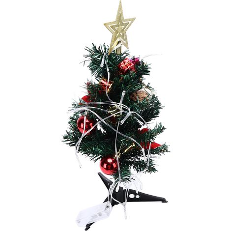 19,6 Zoll Mini-Weihnachtsbaum-Set für den Tisch, mit mehrfarbigen LED-Lichtern und Hängeornamenten zum Selbermachen von Weihnachtsdekorationen (1/5)