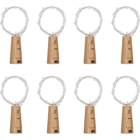 Guirlande lumineuse de 8 bouteilles de vin, 2 m (6,6 pi), 20 LED, à piles, blanche, idéale pour décorer une chambre ou une fête de Noël. (1/5)
