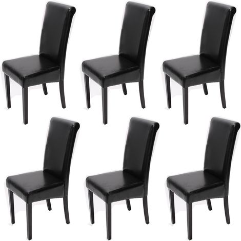 Set 6x sedie soggiorno elegante Novara II pelle sala da pranzo 60x41x99cm nero piedi scuri