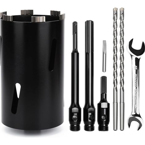 Couronne de forage de 125 mm, longueur utile 200 mm avec mandrin SD Plus 220 mm, Sds max 220 mm, mandrin hexagonal 110 mm, foret de centrage 10 x 240 mm, pour maçonnerie (1/5)