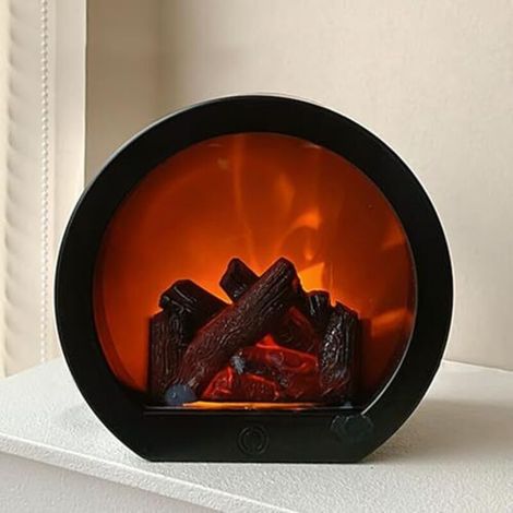 Chimenea LED, lámpara de chimenea táctil, chimeneas eléctricas con efecto de llama, chimenea decorativa de mesa alimentada por USB y pilas para el hogar. (1/5)