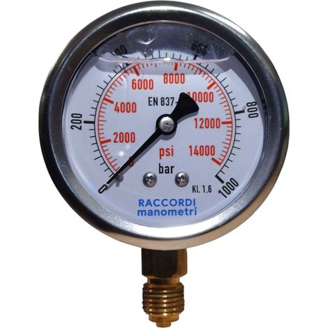 Manómetro radial de baja presión MG1-63 1000 bar rosca 1/4" (1/5)