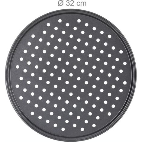 Plaque à pizza perforéePlaque à pizza à base solide antiadhésive - Diamètre 32cm, 2pcs (1/4)