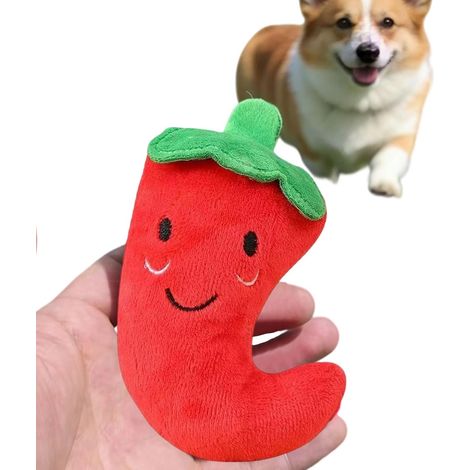 Jouet à mâcher pour chien - En forme de piment couineur résistant aux morsures - Jouet à mâcher pour chiot - Pour les promenades, le jardin, la terrasse, la maison, le parc, l'intérieur et (1/5)