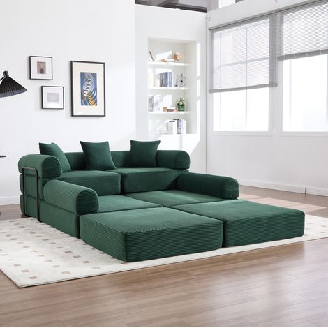 Sofá modular 270/180/64 cm en Emerald con bolsillo lateral y función cama (1/5)