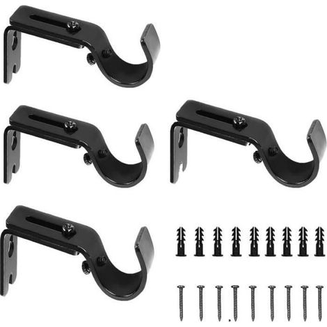4pcs Supports de Tringle à Rideau, Réglable Support de Tringle Murale, Robuste Support de Tringle Murale Simple, Métal Support[110] (1/4)