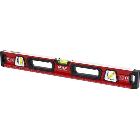 Niveau à bulle magnétique STIER Premium à trois fioles, 600 mm ± 0,5 mm/m