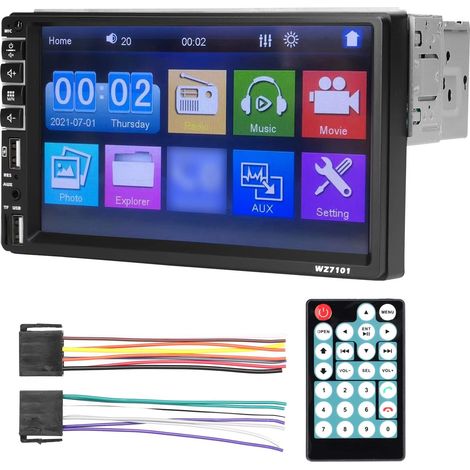 7-Zoll-Einzel-DIN-Autoradio, kabelloses CarPlay und kabelloses Android Auto, Touchscreen-Autoradio mit 12 LED-Bluetooth-Rückfahrkamera, Mirror Link, Schnellladung, EQ, mit Fernbedienung