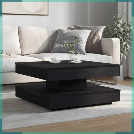 858480 Table basse rotative à 360 degrés noir 70x70x34,5 cm (1/5)