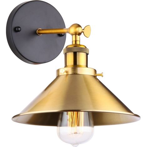 Applique Mural Industrielle Vintage E27 22cm Lampe Mural Réglable 2 en 1 Luminaire Plafonnier Doré (1/5)