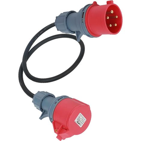 Adaptateur CEE 32 A vers 16 A, Connecteur 16 A vers Fiche 32 A, triphasé, 5 Broches, IP44 protégé Contre l'eau et la poussière, Portable, adapté à Un Usage Industriel et Domestique (32A-16A) (1/5)