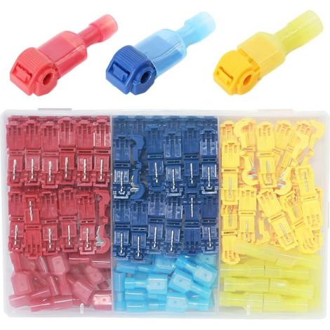 140Pcs Connecteur de fil T-Connecto rapide de cosse électrique,Convient pour un jeu de fils de 0.5-4.0mm²,connecteur de type T,adapté au câblage de downlight,de voiture et de moto. (1/5)