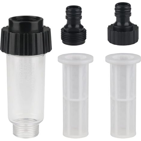 Wasserfilter Filter für Hochdruckreiniger Gartenpumpe Gartenschlauchfilter mit 3/4" Wasseranschluss, 1 Verbinder, 2 Filternetz für Hochdruckreiniger Gartenpumpe-JUSCH