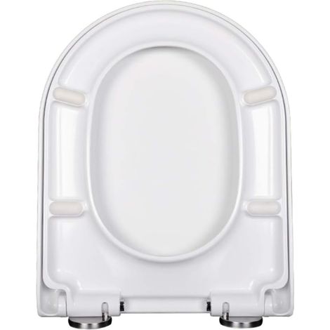 1 Abattant de toilette, Urée-formaldéhyde, Fermeture douce, Forme U, Blanc, Pour toilettes anciennes (1/5)
