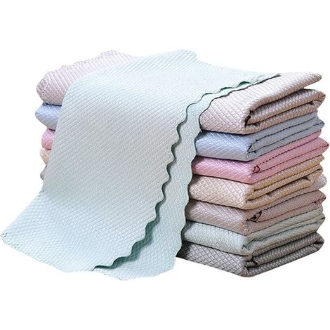 10er-Pack Mikrofasertücher mit Fischschuppenmuster, 30 x 40 cm, zur Reinigung von: Tellern, Glas, Edelstahl, Autofenstern (1/5)