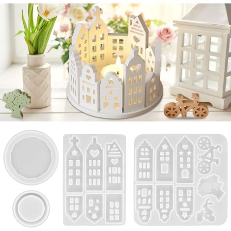 Moules en silicone pour maisons, bougeoirs, plateau, moule en silicone pour Pâques, printemps, lapin de Pâques, moule en plâtre pour couler, moule en silicone, moule en silicone, moule pour la maison (1/5)