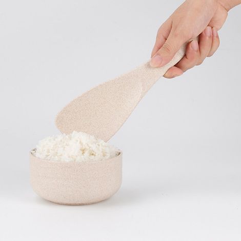 Cuillère à riz mignonne et confortable à utiliser, en fibre de blé antiadhésive, idéale pour la cuisine. (1/5)