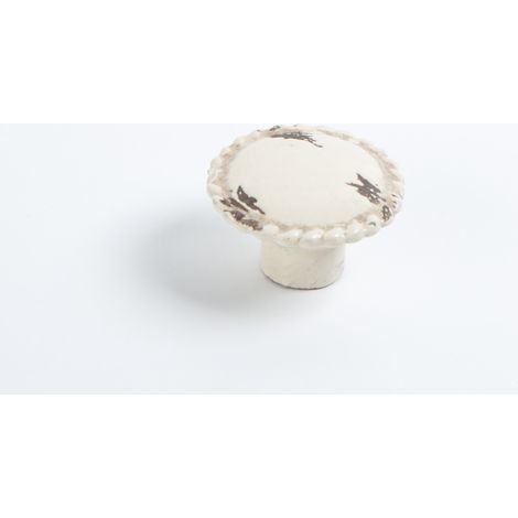 REI – Bouton de meuble en porcelaine crème 39x39mm – Fixation avec vis M4 – 1 unité décorative pour intérieur élégant