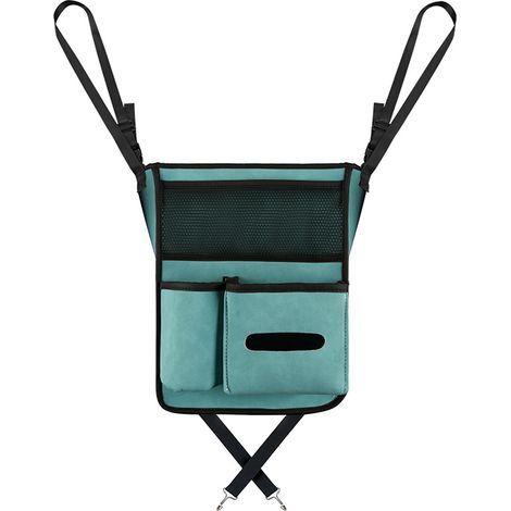 RGE Organiseur de dossier de siège de voiture, sac à main en maille entre les sièges, sac de rangement automatique en daim, barrière pour siège arrière pour enfants et animaux domestiques (bleu)