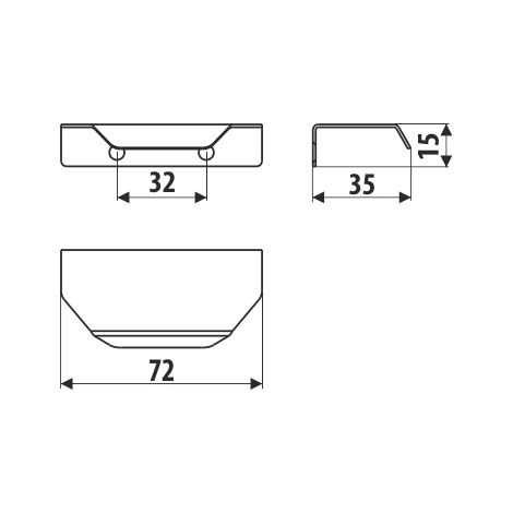 Manche US35, blanc brillant, longueur 72 mm (1/2)