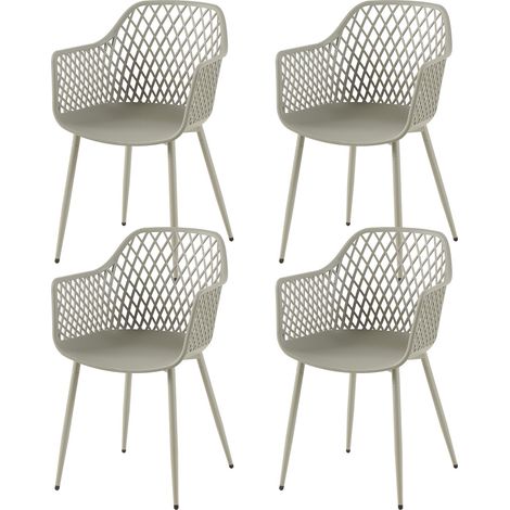 Eggree – Lot de 4 chaises de jardin avec accoudoirs – Confort ergonomique – Matériaux résistants aux intempéries – Entretien facile – Gris (1/5)