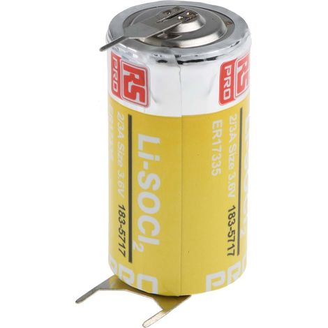 Pile 2/3 A, 3.6V, RS PRO, Lithium Thionyle Chloride, 2.1Ah ( Prix pour 1 )