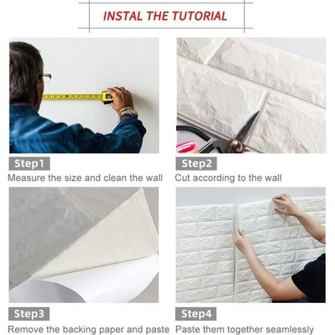 Panneau mural décoratif rétro souple 3D en PVC, imitation brique, bleu clair (70 cm × 1 m) (1/2)