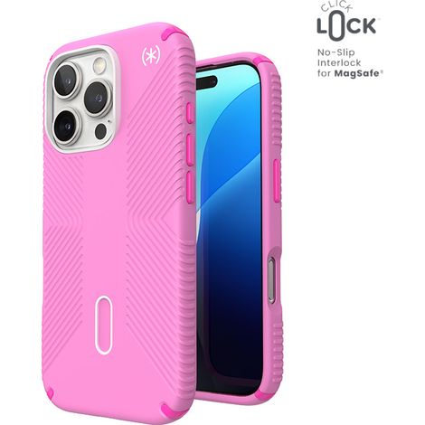 Funda Speck Presidio2 Grip ClickLock y MagSafe para iPhone 16 Pro (rosa verdadero / rosa fucsia / blanco) (1/5)