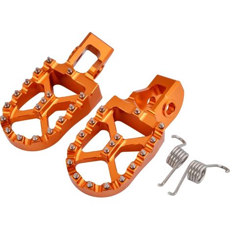 Reposapiés de aluminio mecanizado CNC, con agarre mejorado, color naranja. (1/2)
