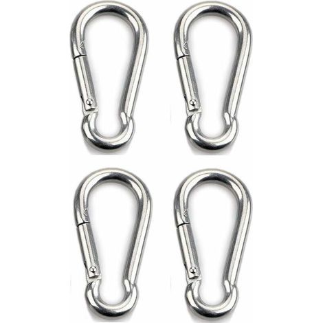 Mousqueton à fixation 4 pièces pour usage intensif, sports, chiens de verrouillage, hamac à balançoire, acier inoxydable 304, épaisseur 8 mm (1/3)