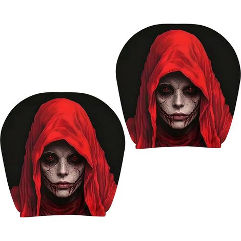 Housse D'Appui-Tête 2 Pièces Protecteur Réutilisable Effrayant Halloween Protège-Appuie-Tête Auto Pour Trajets Quotidiens Longs Road Trip Voiture Camion SUV (1/5)