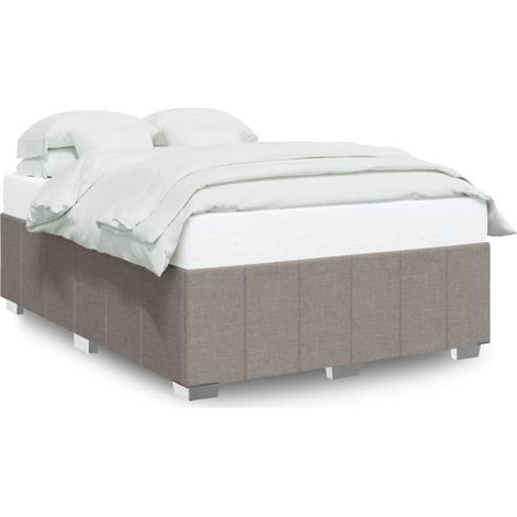 Lit double  Lit adulte  Cadre de lit sans matelas taupe 140x190 cm tissu (1/5)