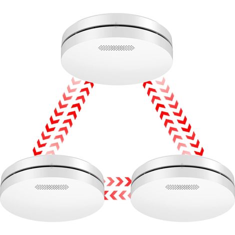 Interconnected Smoke Detector, 10 Years Battery, Smoke Detectors, Fire Alarm Smoke Detector, TÜV Tested, EN14604 & CE Certified, 3 Pieces