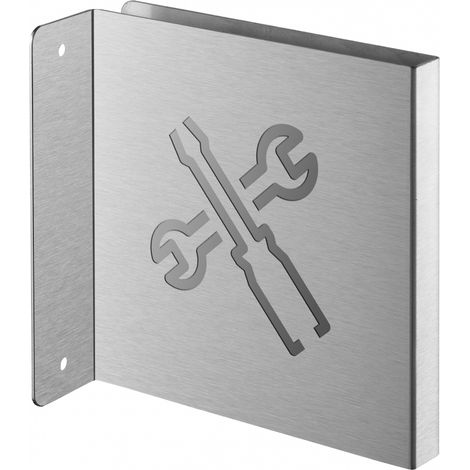 Targa segnaletica <>, acciaio inox spazzolato, 120 x 120 mm, con bordo ripiegato – THIRARD (1/3)