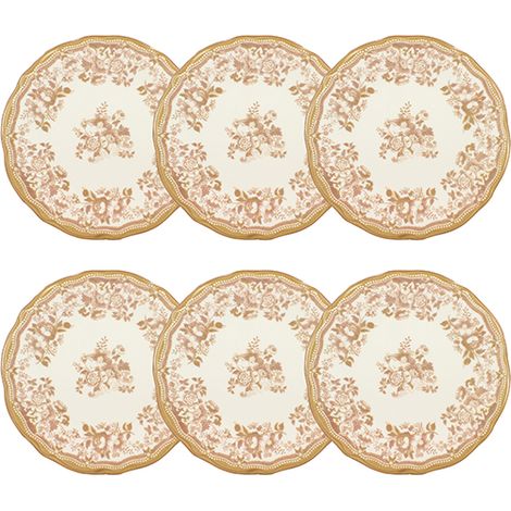 Lot de 6 assiettes plates en grès 26cm, FAUSTINE