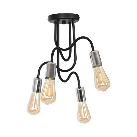 Plafoniera industriale nera/cromo Luminex Dow 4xE27