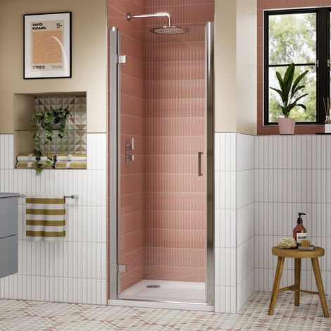 Lucie Chrome Hinged Shower Door 900mm Wide - 8mm Glass (1/4)