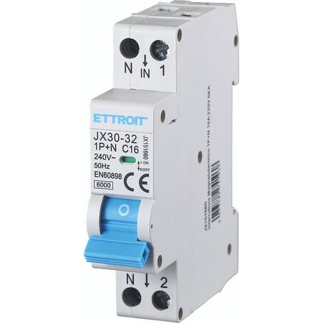 ETTROIT Interruttore Magnetotermico 1P+N 16A 1 MODULO DIN 220V 6KA 6000A JX151660 (1/6)