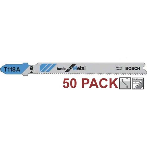 50 x Bosch T118A 92mm Thin Sheet Metal Jigsaw Blades