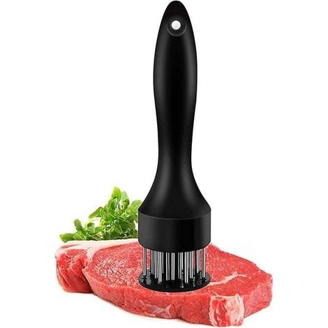 Attendrisseur de Viande, 21 Attendrisseur à Lame d'aiguille Ultra Pointue en Acier Inoxydable pour Attendrir Le Steak,Poulet - Noir (1/4)