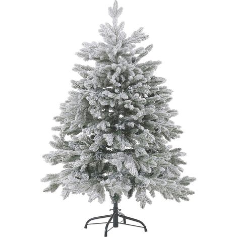 Albero di Natale Bianco Artificiale Innevato Base in Metallo PVC 120 cm Foraker