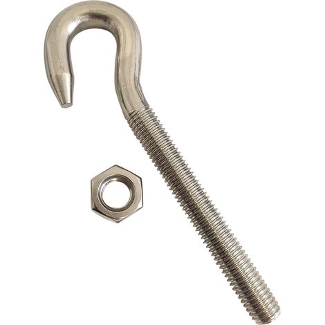 Lot de 4 crochets M8 acier inoxydable filetage droit écrous 95 mm robuste résistant rouille suspension clôture jardin (1/4)