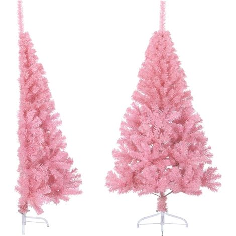 Künstlicher Halb-Weihnachtsbaum mit Ständer Rosa 150 cm PVC