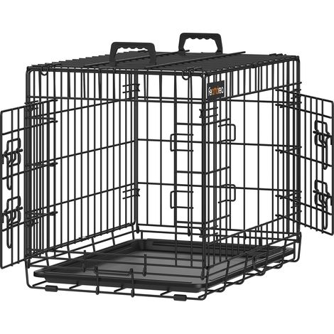 Feandrea Cage pour Chien Pliable avec 2 Portes, Plateau Amovible, Noir - 61 x 43,5 x 50,5 cm