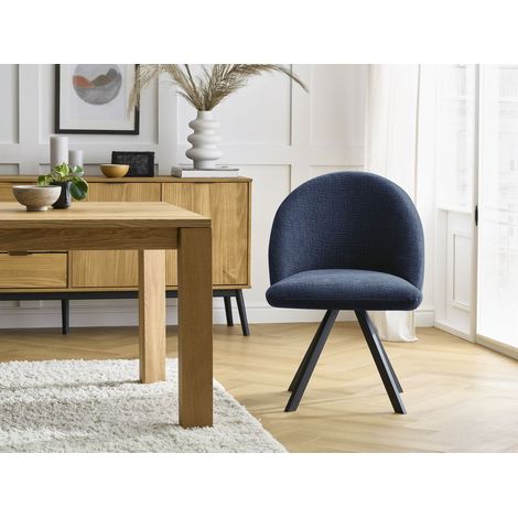 BOBOCHIC - Chaise LALIE tissu texturé et pieds étoile Bleu foncé (1/5)