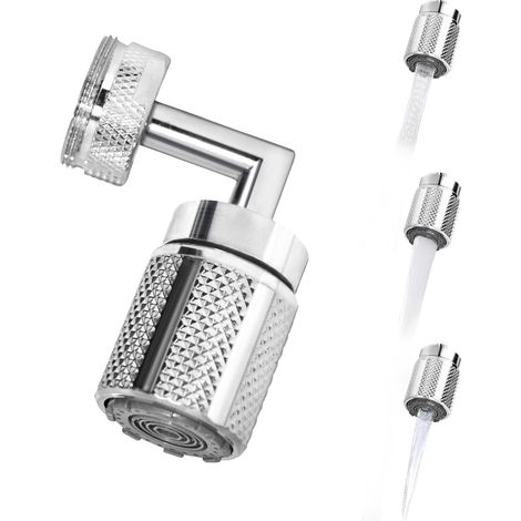 Grifo de lavabo de 720°, ahorrador de agua con 3 modos de pulverización y 2 adaptadores para grifos con rosca M22 y M24 (1/5)